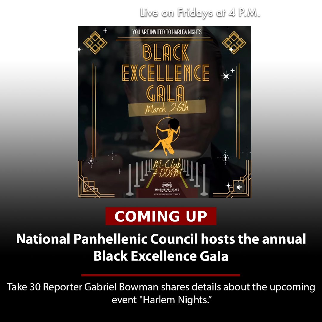 Don't miss out on Take 30 News tomorrow at 4 p.m. where Gabriel Bowman will be covering the Harlem Nights Black Excellence Gala! 
#BlackExcellence #Take30News #MSU