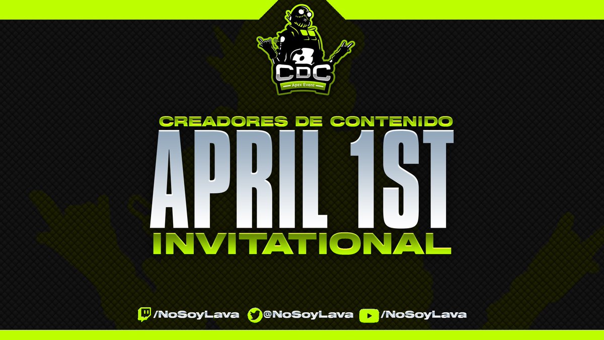 NoSoyLava's tweet photo. Estoy feliz de anunciar mi primer evento de Apex! 🎉 

Invitando a 20 capitanes!✉️
April 1st, 5PM CDMX 🗓
6 games, 2 maps 🏝

Prize sponsored by @AddiceInc 

A quién debemos invitar?
Etiqueta a tu creador de contenido favorito de Apex🤩 

Rts son apreciados! https://t.co/7Igu8wNUMo