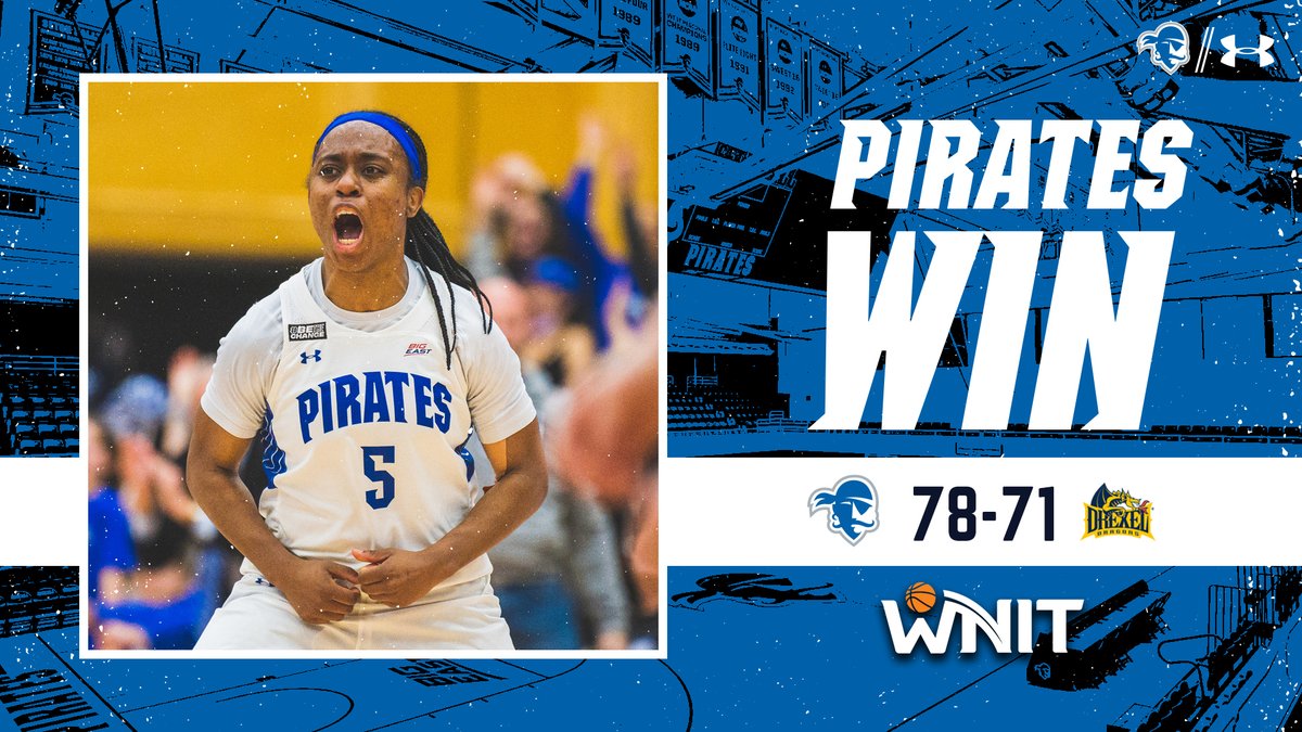 PIRATES WIN!!

Seton Hall rallies to win a thriller over Drexel in front of a deafening Walsh Gym crowd to advance to the <a href="/WomensNIT/">WNIT</a> Elite Eight!!

Lauren Park-Lane finishes with 29 points and 11 assists.  Sidney Cooks had 19 points and 10 rebounds.

#HALLin 🏀🏴‍☠️🏀
