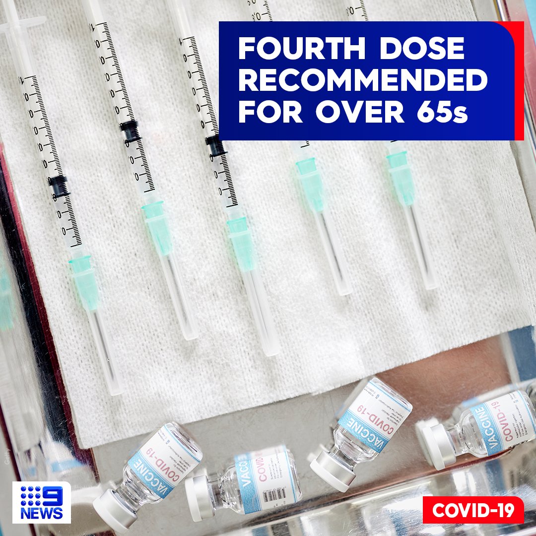 9NewsAUS's tweet photo. #BREAKING: ATAGI has recommended a fourth #COVID19 vaccine for over 65s, the immunocompromised, and those in disability and aged care settings.

Eligible people are advised to get the "winter dose" four months after their last booster shot. #9News

MORE: https://t.co/8puYOCqfAo https://t.co/kNxkPNDfDJ