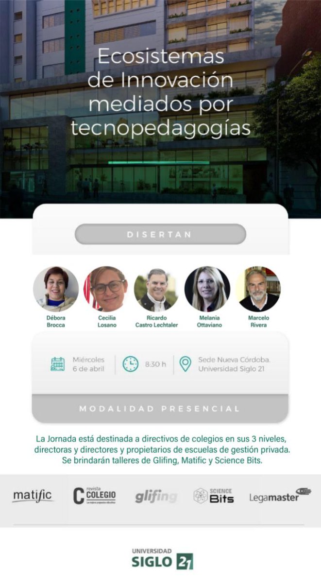 debora_brocca's tweet photo. ¡Participá de una jornada de capacitación e innovación educativa!
Durante el encuentro podrás presenciar charlas y talleres con especialistas y referentes en el área. 
Inscribite ingresando acá 👉 https://t.co/DmWg1Fj5jx https://t.co/IubGkw79AE