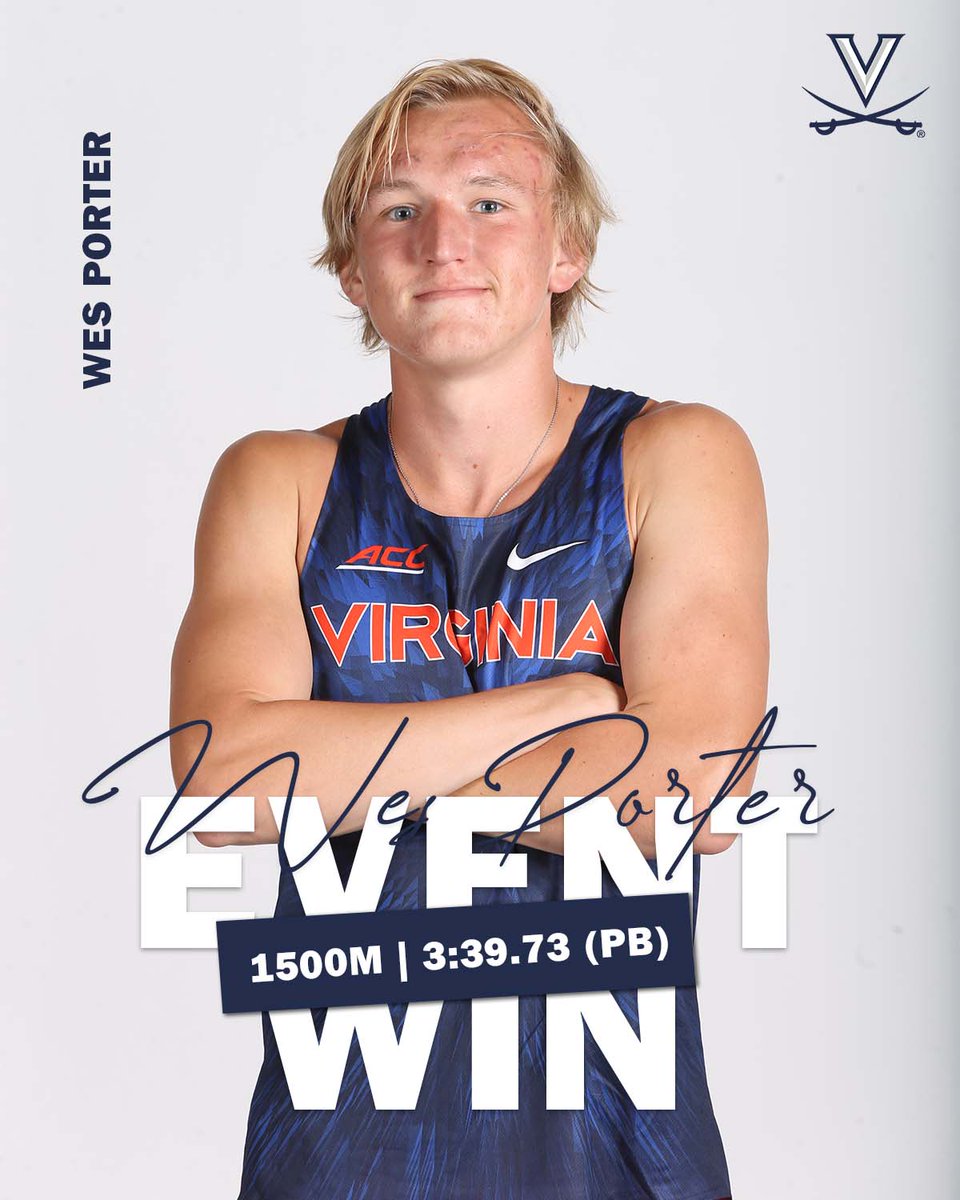 Men's 1500m ⚔️

Wes Porter tops a field of over 200 participants and sets a personal-best in the process 💨

His time of 3:39.73 ranks second on the Virginia all-time performance list 🔥🔥🔥

#GoHoos⚔️