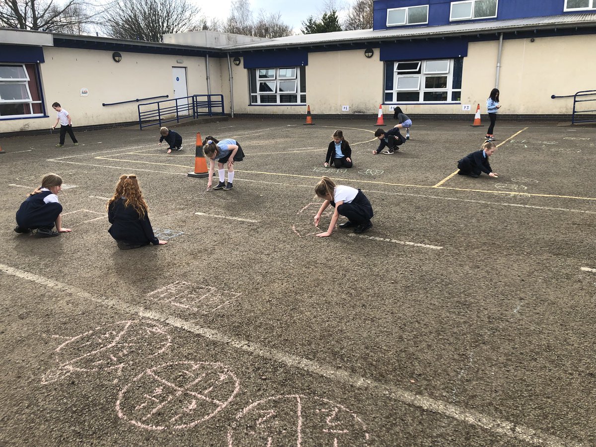 Mrs_Loves_Class's tweet photo. Lots of pictorial fractions in the playground with chalk today as part of our numeracy lesson in P3 @livivillagePS https://t.co/hncsvEJRL1