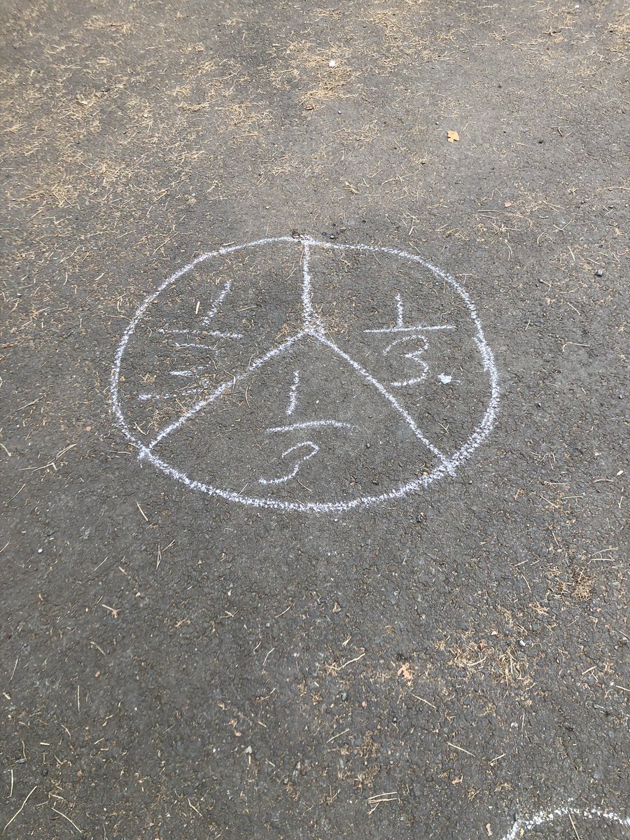 Mrs_Loves_Class's tweet photo. Lots of pictorial fractions in the playground with chalk today as part of our numeracy lesson in P3 @livivillagePS https://t.co/hncsvEJRL1