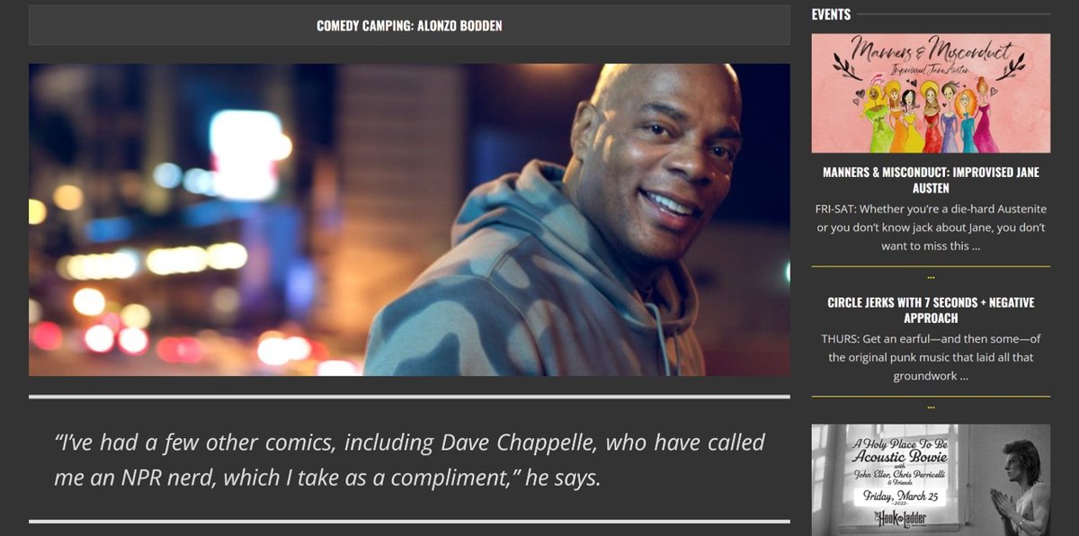 AlonzoBodden's tweet photo. Thanks to @DISPATCHmsp for talking ahead of my @campbartc shows in St Paul, MN this weekend.
https://t.co/jc5SLFCLEF
#alonzobodden #stpaul #minneapolis #msp #mspcomedy #stpaulcomedy https://t.co/ZVcE8zwweu