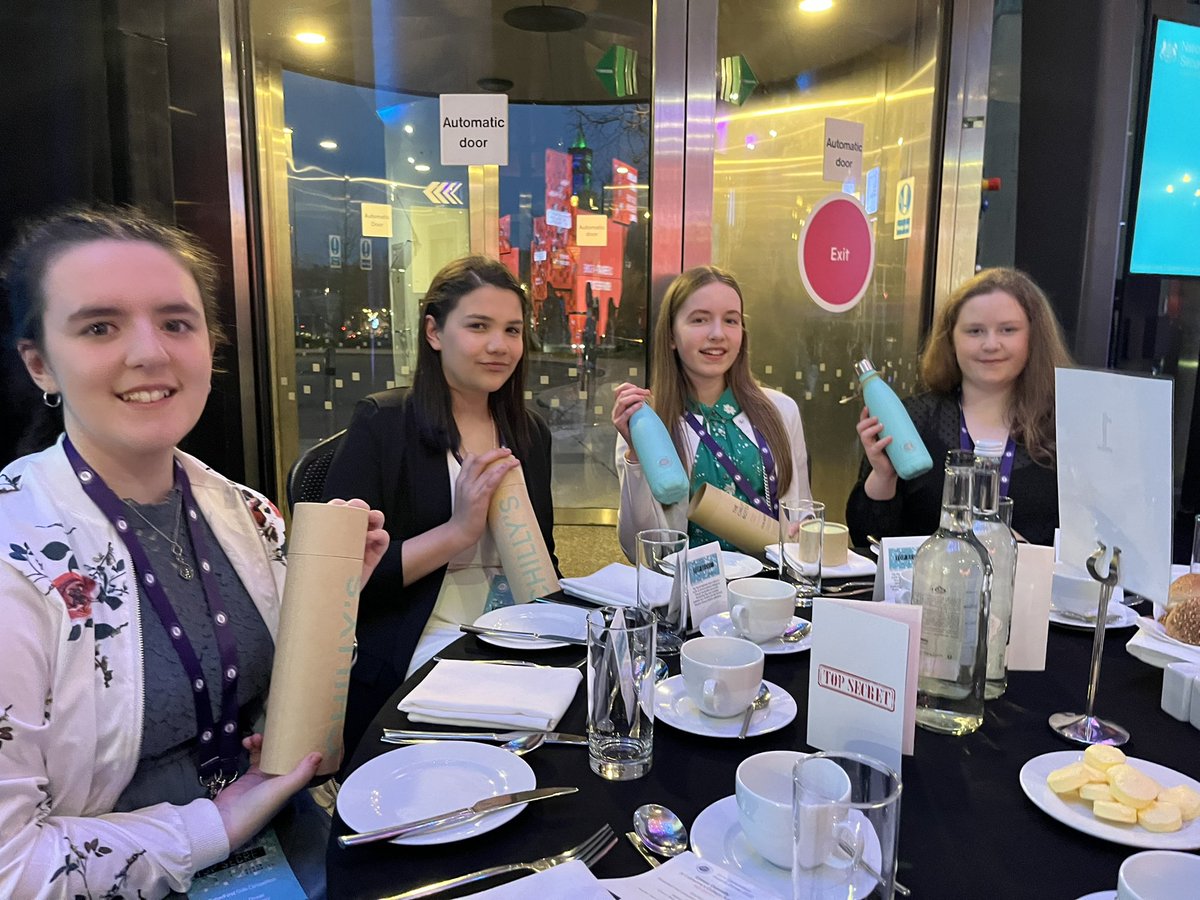StCatsComputing's tweet photo. Fantastic evening at the CyberFirst Girls Competition Awards Dinner in the National Science &amp; Media Museum, Bradford! The girls had the pleasure of meeting Jane Frankland and are delighted with their CyberFirst Chilly water bottles! #CyberFirst #Corunum https://t.co/6nmLmE2zsG