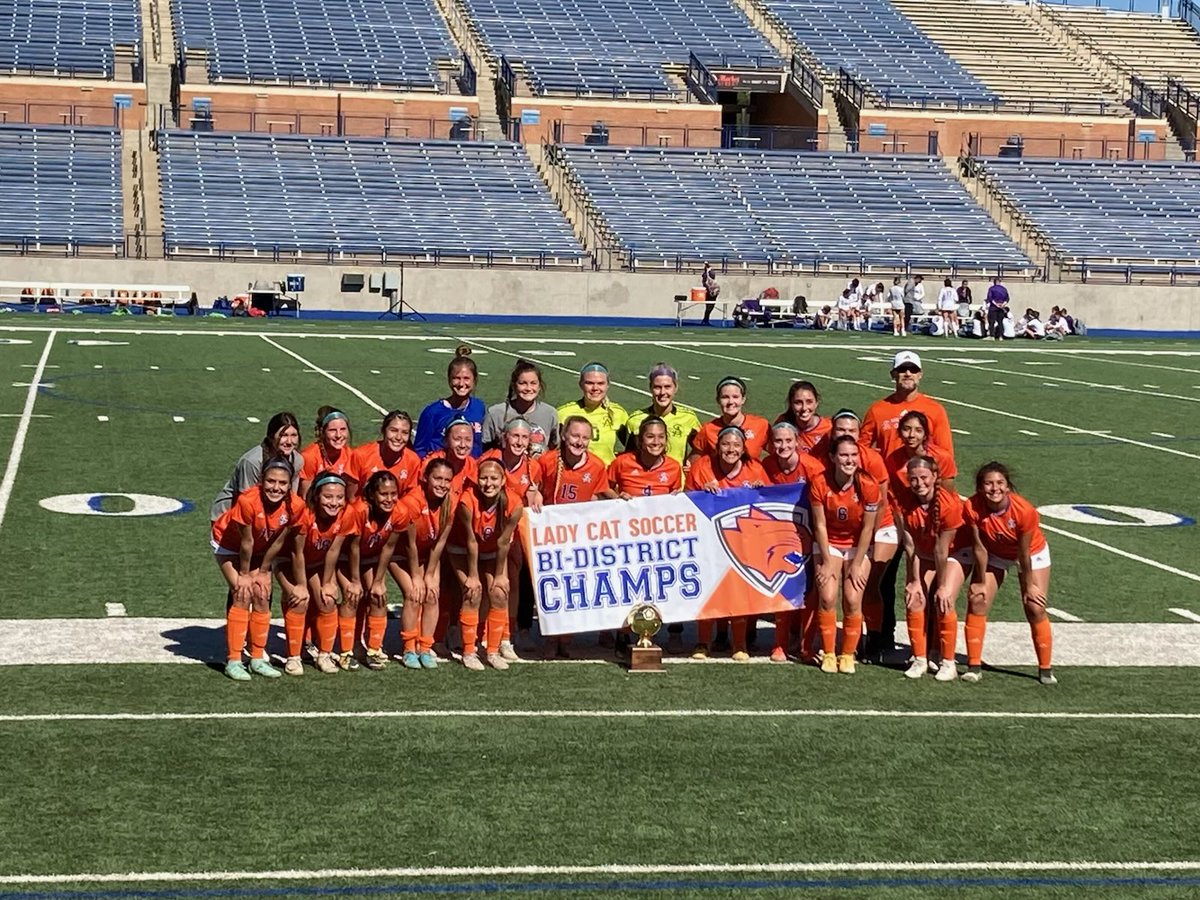 SALadyCatSoccer's tweet photo. The girls defeated EP Eastlake 4-0 to claim the Bi-District Championship!  I want to wish Eastlake girls and coaches the best…Truly a class act!  Well done ladies, let’s keep this thing going!  Sic’Em Cats!  🏆 https://t.co/CgTQarrG3b