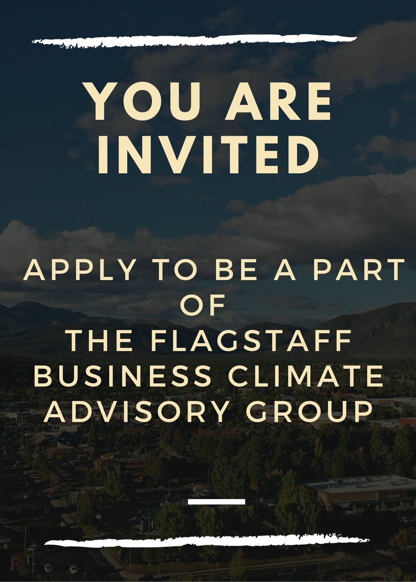 EconaAZ1's tweet photo. ✨The City of Flagstaff Sustainability Office needs support and input of business members in our community. ✨
❗️Applications due by Sunday, March 27, at 11:59 PM❗️
Apply today and learn more about the Business Climate Advisory Group ⬇️⬇️
https://t.co/j2R4XrFlUw
#ECoNA https://t.co/sobXHyL1rF