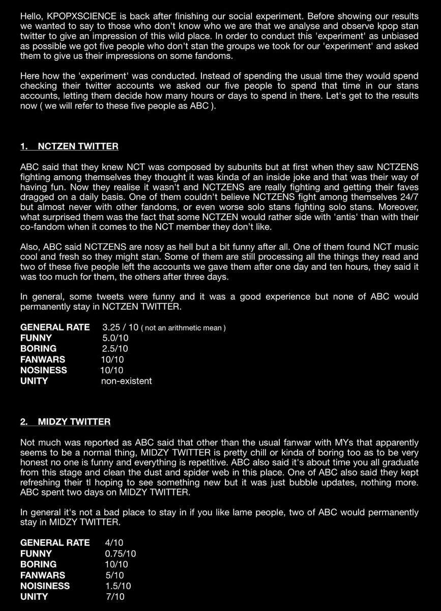 KPOPXSClENCE's tweet photo. KPOPXSCIENCE is back to reveal the results of our 'social experiment'. The first part involved #NCTzen #MIDZY #ATINY and #MOA. The second part will be revealed in the next few days. https://t.co/meZzlEh8kb