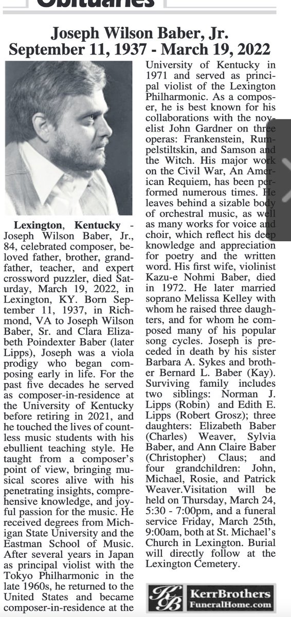 UKTheoryComp's tweet photo. Joseph Baber's obituary. https://t.co/MCeFGVVcIS