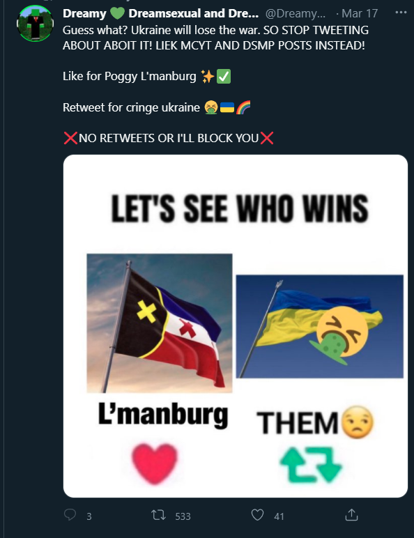 PCollabz's tweet photo. @Dream fix your twitter stans please https://t.co/Cnl56zcWEU