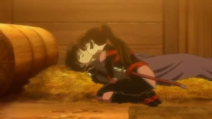 Kellimirsan's tweet photo. 🌺Day 5: ✨ Kiss ✨💋💫
His excellency...♥️
Please don't die 😭🙏
#MirSanWeek #miroku #sango #mirokuxsango #hanyonoyashahime #inuyasha🌸 https://t.co/DgMREdiQ5h
