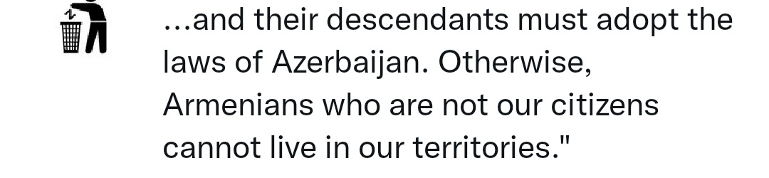 jchribuisson's tweet photo. Ce 24 mars aura donc été publié un appel au nettoyage ethnique des #Armeniens vivant en #Artsakh #HautKarabakh par Elman Mammadov, ancien député et toujours membre du parti 🇦🇿 au pouvoir de Ilham Aliev (Parti du nouvel Azerbaïdjan). Voilà, voilà. https://t.co/oXkVzj6Qoa