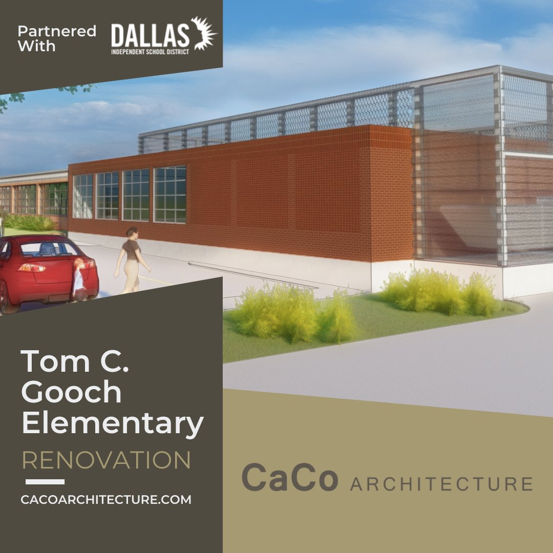 CaCo_Architects's tweet photo. We're so excited to officially kick off the construction at Tom C. Gooch Elementary this month! Here's a sneak peek 🤫 🏫

#cacoarchitecture #dallasarchitects #goochelementary #tomcgoochelementary #DallasISDStrong #texasschools #dallasarchitecture #designexcellence https://t.co/PpPYDBHMep