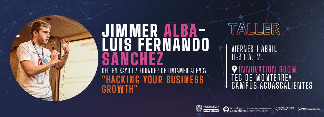 sum_ags's tweet photo. Te invitamos al taller "Hacking your business growth" 1 de abril 
11:30 a.m. EVENTO GRATUITO 🤩 @jimmeralba 
#METAFEST #Aguascalientes #emprendimiento 

👉 Adquiere aquí tu boleto:  
https://t.co/uaOnq1EvwH https://t.co/8Y9gvGi8O7