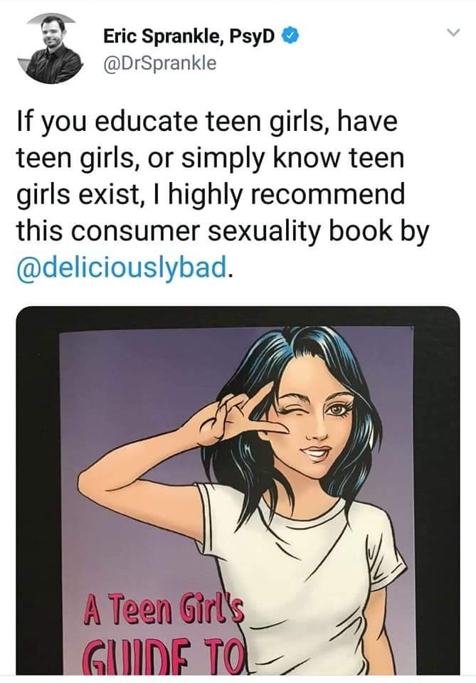 Eva_Lishus's tweet photo. Remembering the time the brilliant @DrSprankle read and recommended my book to the world.

😍

#SexEducationIsVital #TeenGirlsGuideToGettingOff https://t.co/AUgUovQFkE