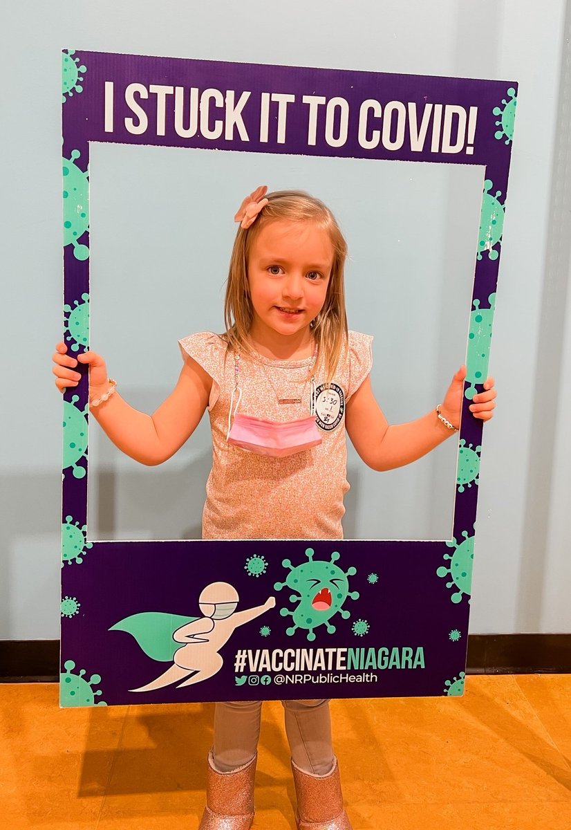 Marty_Mako's tweet photo. Thanks to all the amazing @NRPublicHealth staff/volunteers at the Pen Centre vaccination clinic today. Our daughter just turned 5 yrs old. She was scared to get her vaccine but she put on her brave girl boots &amp; did it!! 💪
#VaccinateNiagara #ProudDada https://t.co/QG6VXfRH8j
