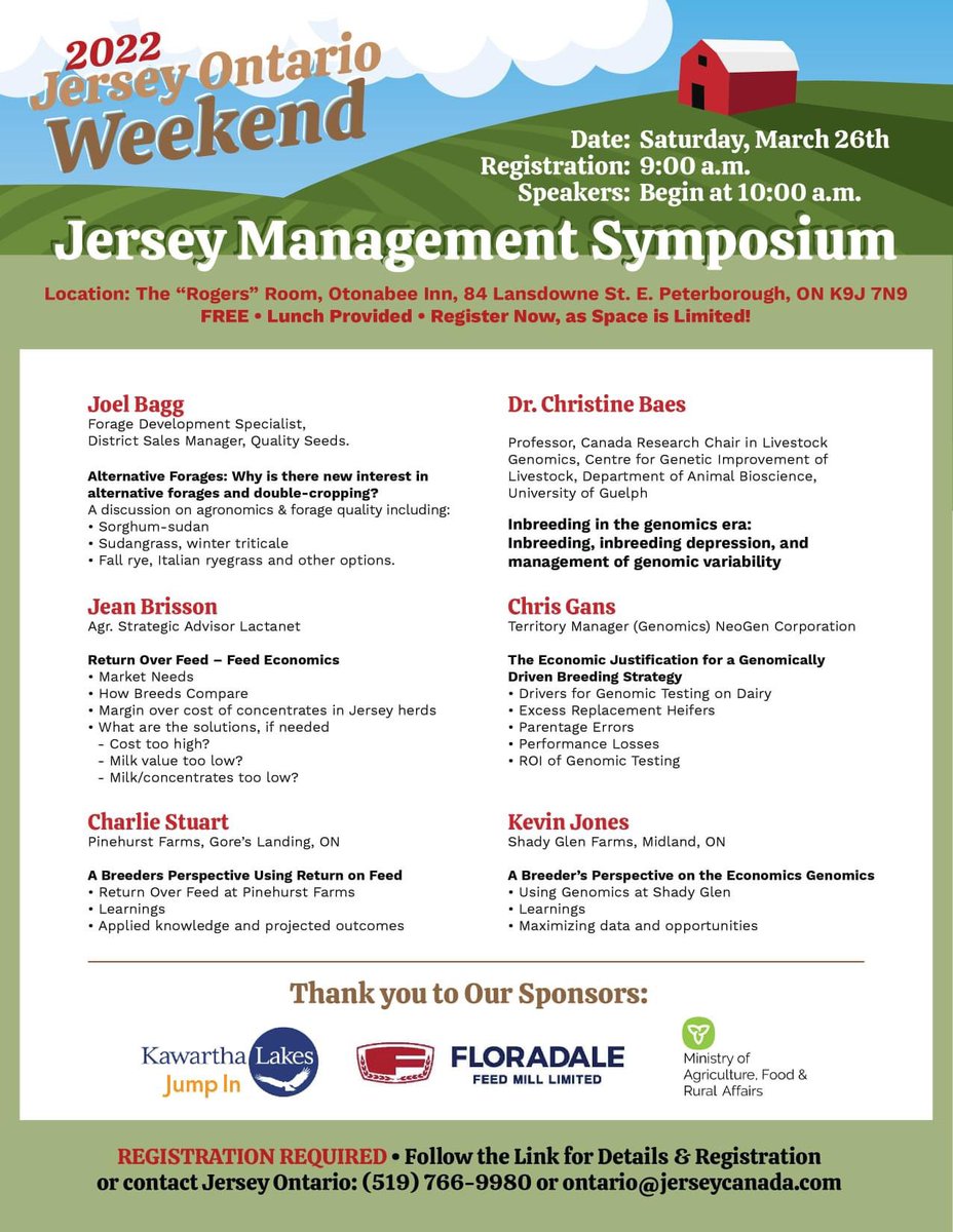 Car tour tomorrow (Friday) in conjunction with the Jersey Ontario Management Symposium in Peterbough Saturday. Barns will be open All Day! Looking forward to seeing people again!