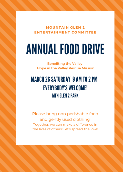 agentcesd's tweet photo. Food Drive Saturday to benefit The Hope in the Valley Rescue Mission.  Food Pantries are often forgotten this time of the year. The food pantries need re-supplies!
If you are near Mountain Glen 2 stop by. https://t.co/GxkarzvPmO