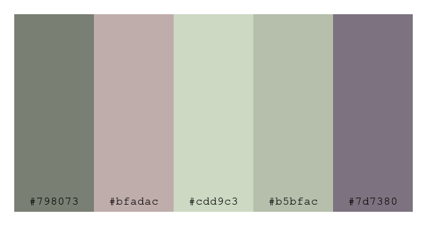 ColPaletteBot's tweet photo. Beep beep, here's a pretty color palette for you!
color-scheme.js parameters used:
- hue: 155
- variation: pale
- colors: #798073, #bfadac, #cdd9c3, #b5bfac, #7d7380
Have a lovely evening!
#twitterbot #colorpalette #colors #palette #prettycolors https://t.co/b6SEDEbMPM