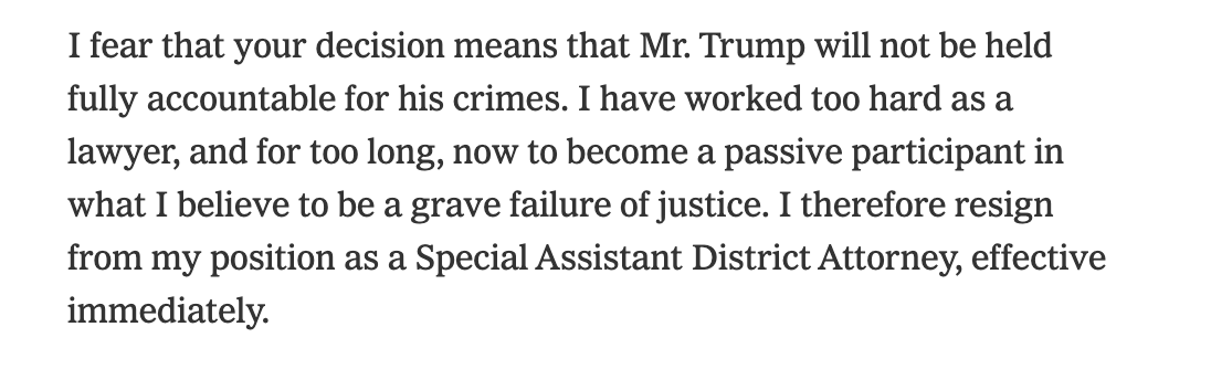 marionmckeone's tweet photo. Lead investigator #MarkPomerantz's blistering letter to NY District Attorney #AlvinBragg slams Bragg's decision to shelve the criminal prosecution of #Trump after previous DA #CyVance punted on whether to charge or clear on alleged financial fraud. #Trump dodges another bullet. https://t.co/F0uSpi29iz