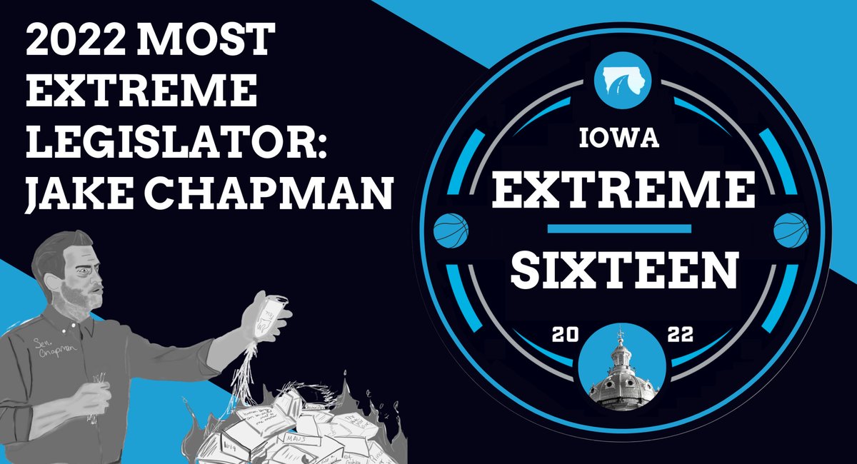 The votes are in &amp; the bracket is set. This year’s most extreme legislator in Progress Iowa’s #Extreme16 is… Sinister Jake Chapman! 

To see the full bracket click here: bit.ly/3ixMfXZ #ialegis #iapolitics