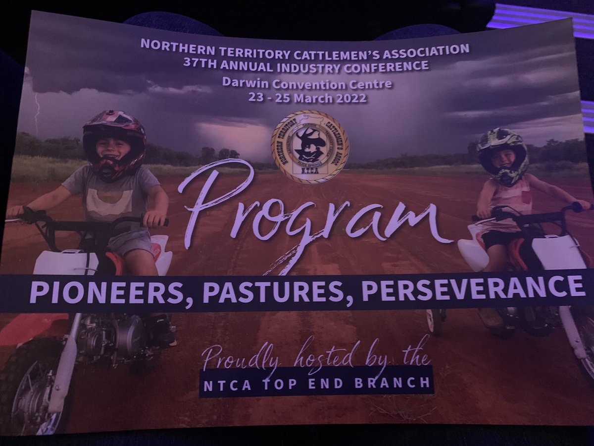 nicolehayesTEH's tweet image. It’s all about 

PIONEERS, PASTURES, PERSEVERANCE  

At the #ntca2022 conference.  
Looking forward to another great day with informative speakers.  
The Douglas Day Primary school welcomed us from afar. 
@NTCattlemen @sokitomi @WillEvans0404 @MattBrannRURAL @NationalFarmers