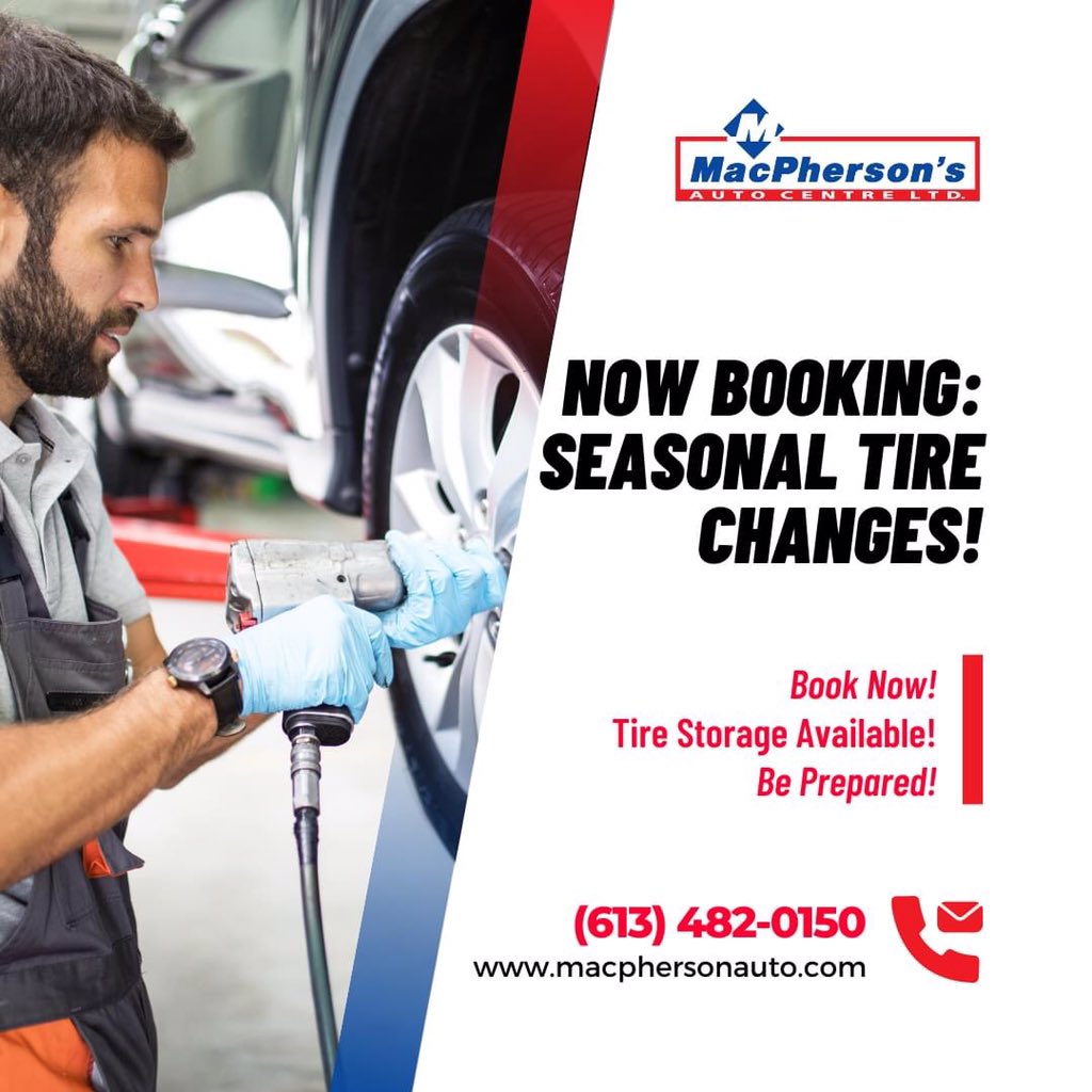 macphersonauto's tweet image. 🔧 NOW is the time to pre-schedule your seasonal tire changeover appointments!

March and April really "heat up" for us at the shop, and we don't want to leave you waiting.

Call or click now to book and get your vehicle ready for Spring and Summer!