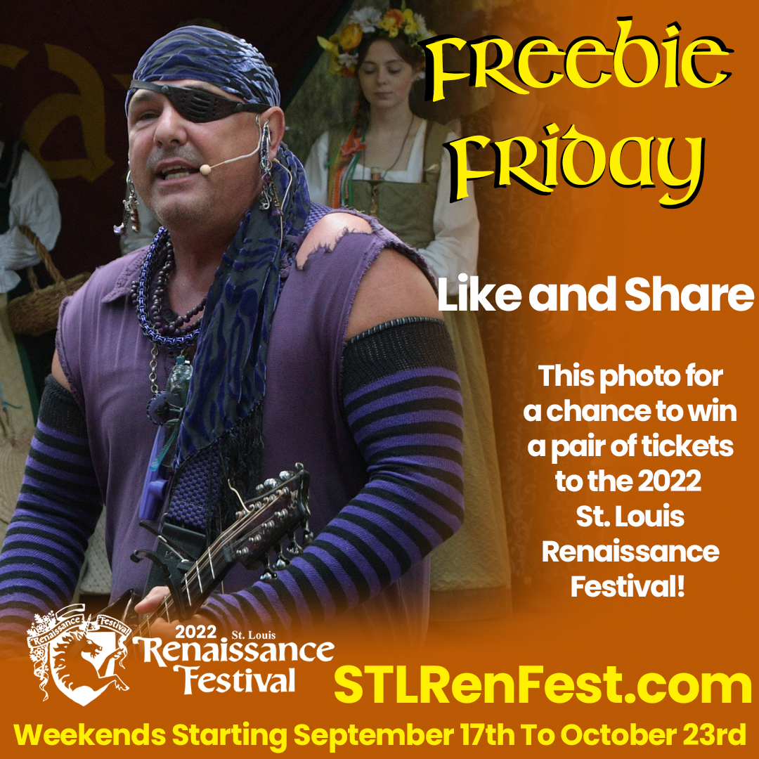 stlrenfest's tweet photo. Don't miss your chance to earn FREE tickets!

Get RenFest tickets TODAY:
https://t.co/gJOnE4JKDn
#stlrenfest #stlkegsneggs #festivalfun #freebiefriday #renfest #renaissance #food #fun #jousting #fairies #livepreformances https://t.co/ScacLJxB06