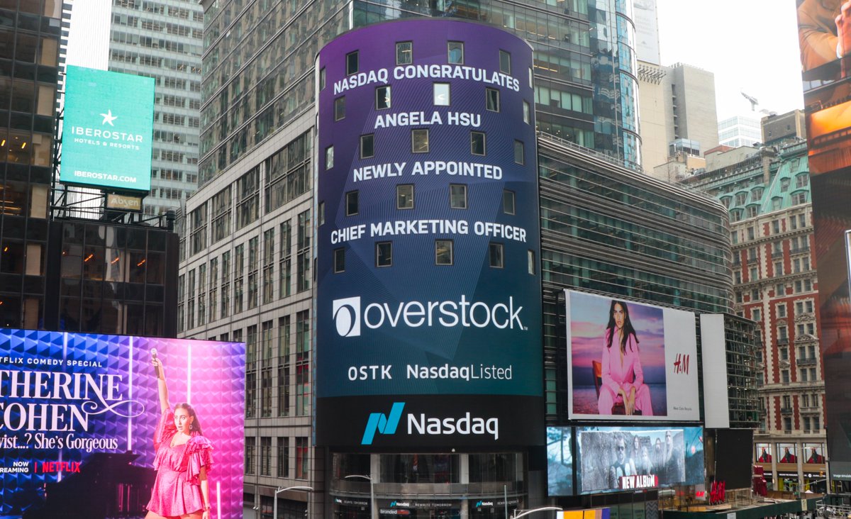 Thank you @Nasdaq for the congratulations! Overstock is thrilled that @AngelaHsu has joined our team as Chief Marketing Officer. 
 
#weareOverstock