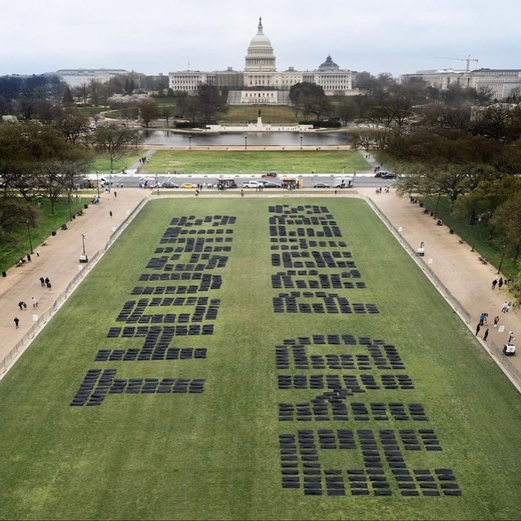 ChangeTheRef's tweet photo. Nearly 200k victims later since we marched in DC. Congress still only sends thoughts and prayers. 

Each body bag represents 150+ lives lost since the shooting at MSD.

Sign the petition to support for Universal Background Checks:

https://t.co/8GxP8IkLae https://t.co/6Q7lLoSKei