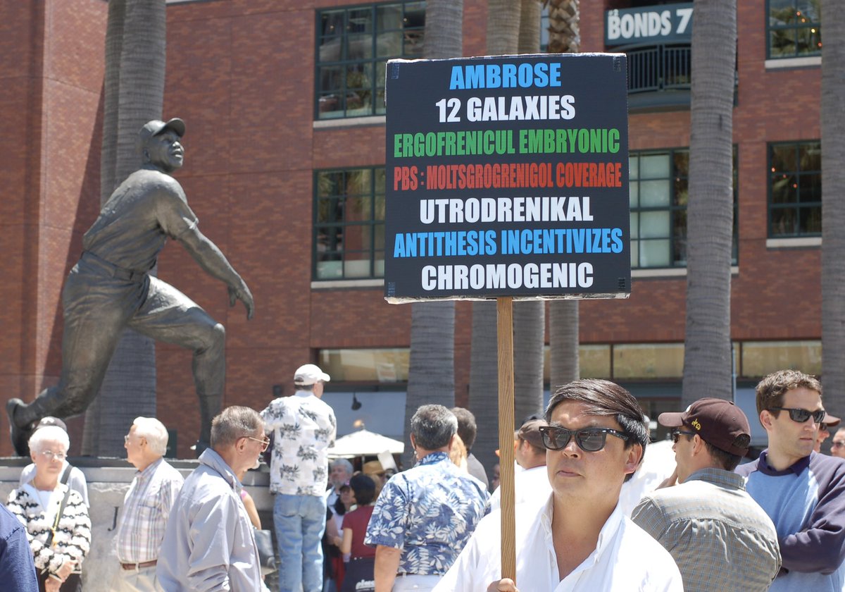 tigerbeat's tweet photo. Frank Chu turns 62 today. Frank at a Ukraine protest on March 6, @ststupid April 1, 2005, @SFGiants 2006, an Iraq War protest in 2008. A 2004 @SFWeekly profile https://t.co/tvZuRxvkNp Over 300 more photos of #FrankChu (or about him)  https://t.co/6rRcwZtwPx #12Galaxies #ststupid https://t.co/veJpnoaJtq