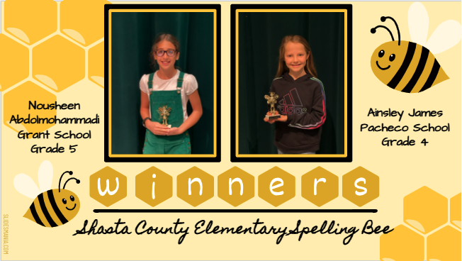 ShastacoeP's tweet photo. We had a great time hosting the 2022 Shasta County Spelling Bee at @ShastaCollege!  Congrats to our Elementary and Jr. High winners who are moving on to the CA State Spelling Bee🐝 #weareSCOE https://t.co/42E0wlgbGT