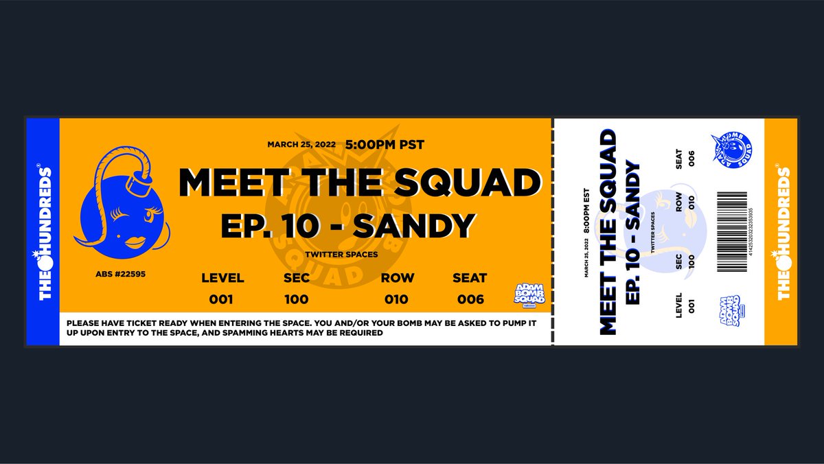 Set Your Reminders for Tomorrow 5pm PT / 8pm ET as we get to know <a href="/AdamBombSquad/">Adam Bomb Squad</a> leader @SandyBandz and her journey with @TheHundreds!

🔥🔥🔥 giveaway during the show!!

Free POAP for all listeners!  Flyer &amp; POAP designed by @DisConnekt__