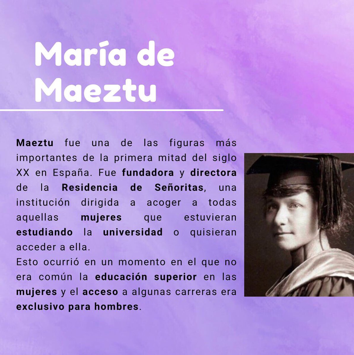 centre_fad's tweet photo. Seguimos conmemorando el mes de la mujer, está ocasión queremos que conozcas a María de Maeztu, parece que sus acciones estaban adelantadas a su época, ¿qué opinas?📚👩🏻‍🎓

#FAD #marzo #fadenlínea https://t.co/qu95Wq37cq
