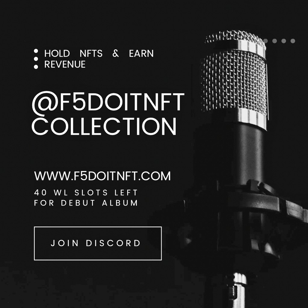 KingAzma1's tweet photo. #Music #Vibes #Community #Doxxed #Utilities #Royalties ⚡ https://t.co/i60fsJTSQJ 📱💻 Good music ✅ No gas fees ❌  Humble community 👥 Strong leader 👑 Go take a look ☝🏽 Follow @F5DoitNFT 🏆 #NFTCommunity #Rap #HipHop #OpenSea #PolygonNetwork #MusicNFT #F5DoItNFT 🌎 https://t.co/NumEmxzJC4