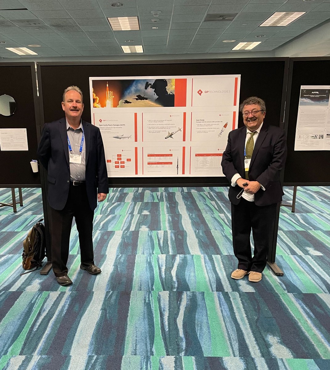 QPTechnologies's tweet photo. We've had a great week at #GOMACTech 2022! During today's poster session, Sam Sadri explained how our #OCPP technology benefits #milaero customers. 
If you aren't at the show, download our #whitepaper: https://t.co/ebHmIKGBKG

#QPTechnologies #semiconductor #aerospaceanddefense https://t.co/0Ak8JtzcN7