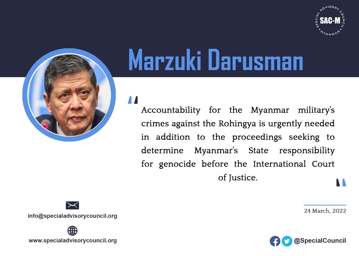Having determined that genocide was committed against the #Rohingya in #Myanmar, the US and the wider international community must ensure that leaders of the Myanmar military are held to account through criminal prosecutions in international courts. #WhatsHappeningInMyanmar