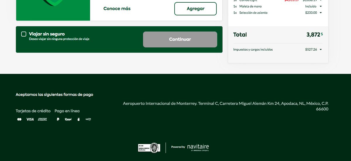 Alloga's tweet photo. Al momento de compra en @VivaAerobus  ¿ustedes ven las letras chiquitas o la cláusula de que el vuelo debe demorarse 4 horas para pagar? Porque yo no y efectivamente el vuelo se demoró y no quieren hacer valido el seguro. #PublicidadEngañosa ¿Será eso? @Profeco #Estafa https://t.co/ZjDJGKZxQc