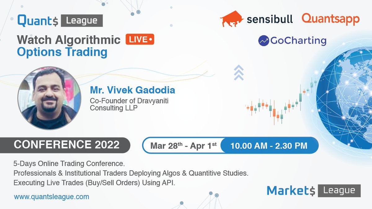 marketsleague's tweet photo. #shoutout Excited to ANNOUNCE  Mr. Vivek Gadodia @technovestor  Partner at Dravyaniti Consulting as Speaker
  
at  #QUANTSLEAGUE #Python #OptionsTrading  #nifty
 #datascience #volatility #MachineLearning

JOin tHe rEvolUtion! https://t.co/PBOogfBXRr https://t.co/hwKObQaJ3F