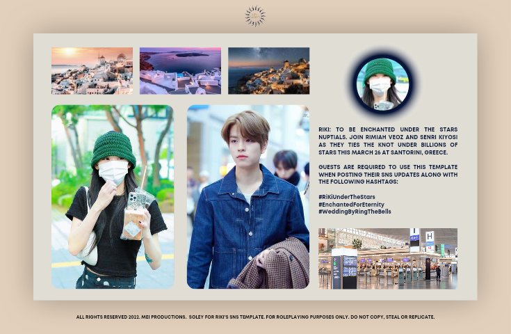ㅤㅤ   
      ⠀⠀@ sumisiklab —— SNS UPDATE.
⠀⠀⠀⠀⌕ location disabled.ㅤ
ㅤㅤ ⠀≡ 03. 25. 2022 — 1:14

⠀⠀⠀  #RikiUnderTheStars 
⠀⠀⠀  #EnchantedForEternity 
⠀⠀⠀  #WeddingByRingTheBells 

⠀