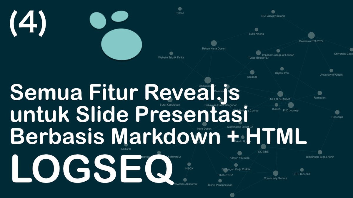ikhwanuddin's tweet image. (4) Logseq: Membuat Slide Presentasi Berbasis Markdown dan HTML

VIDEO: youtu.be/g3iuxyc_oYY

PLAYLIST: youtube.com/watch?v=ugU8Sw…

#Logseq #academictwitter #RevealJS