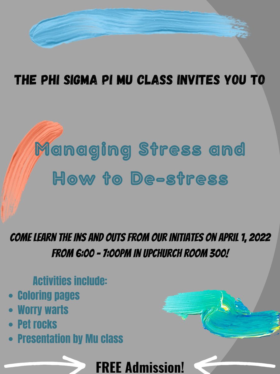 PSP_Longwood's tweet photo. The Mu initiate class invites the community to the Managing Stress and How to De-stress Tripod event in Upchurch 300 on April 1st from 6:00 to 7:00pm! We look forward to seeing you there! Zoom link by request only. https://t.co/N94KeZ28p8