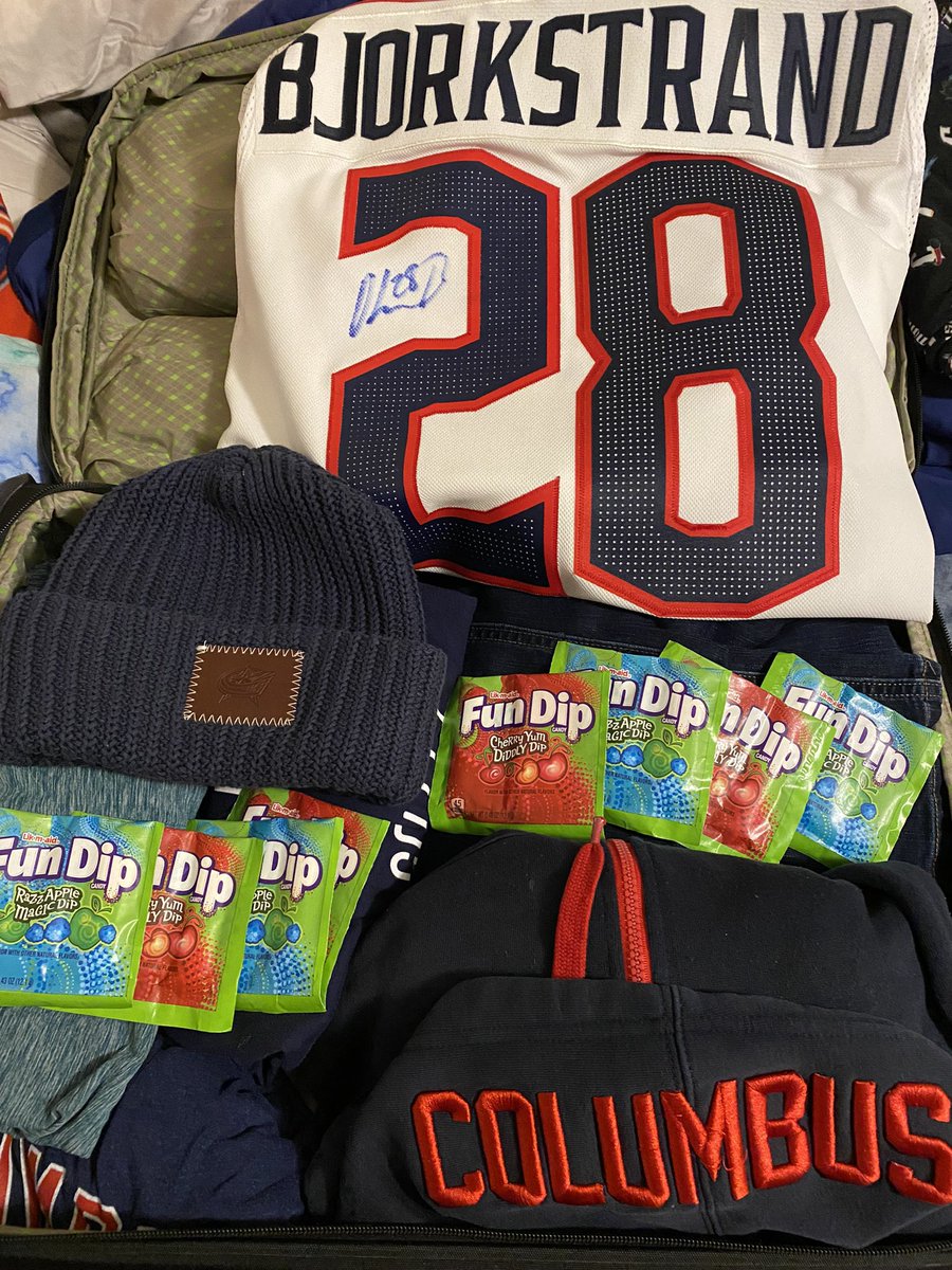 thathikerchic's tweet photo. See y’all soon! Minnesota bound in 24hrs! Do we have enough #FunDip? @BlueJacketsNHL @ringeltg @ellielyn38 #FunDipSquad #CBJ #TravelingFans #CBJRoadTrip https://t.co/IBWd1LdvjA