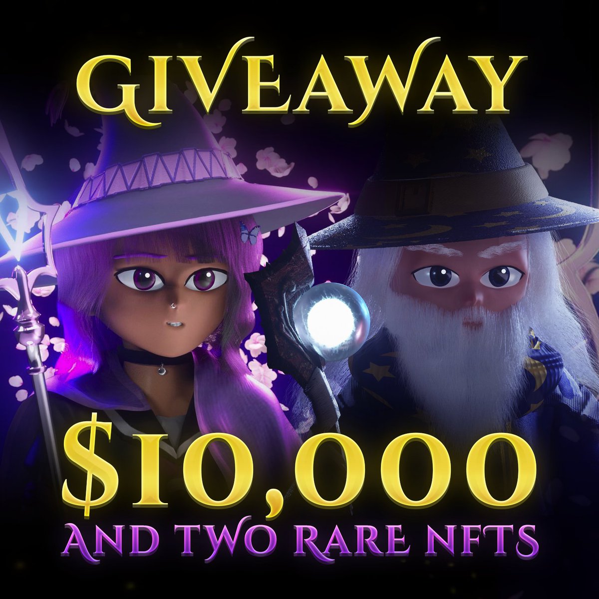 We are giving away $10,000 and 2 rare NFTs! ✨ To Enter: 1️⃣ You must be in our discord and verify yourself 2️⃣ Must be on our whitelist for presale (metawizardsnft.com/whitelist) 3️⃣ Tag 3+ people