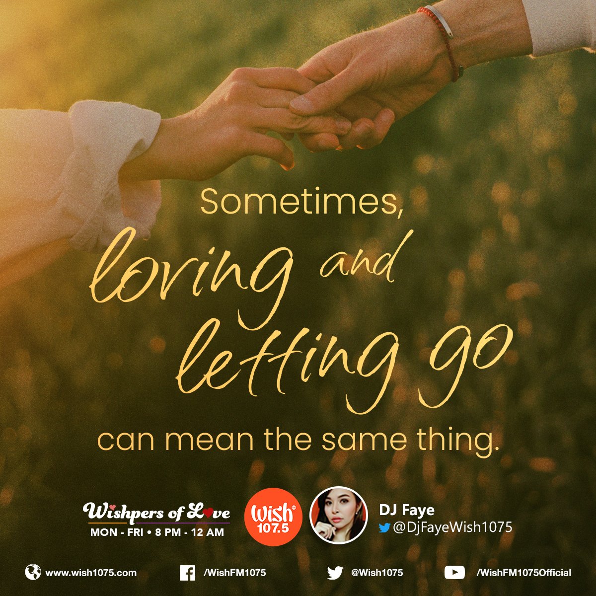 wish1075's tweet photo. Sometimes, loving and letting go can mean the same thing.

Tune in to Wishpers of Love and listen to your favorite love songs from 8 p.m. until midnight! Live streaming is also available via https://t.co/31l69bxKA4. https://t.co/LRIUZoCEiS