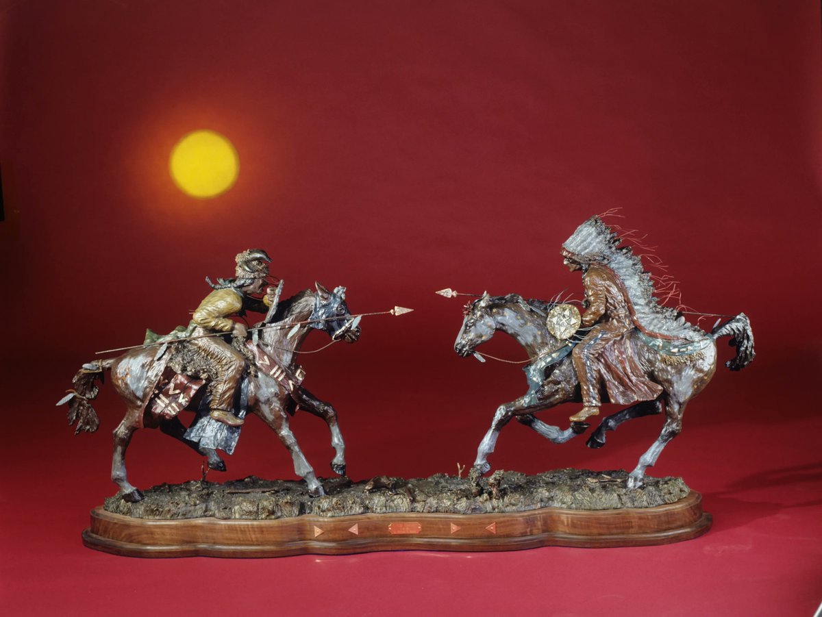 GlacierArtist's tweet photo. https://t.co/J61NOXw3ma
"The Challenge," is Michael Booth's one-of-a-kind bronze sculpture, within his early Native American bronze series. Sculpture size is 25″ tall x 48″ long, color tinted, on walnut wood base. See more at https://t.co/UP4rgyBwzM
#michaelgbooth #horseart https://t.co/UM3D7fY6hs
