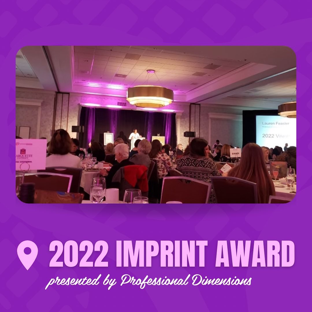 IWL_Marquette's tweet photo. Thrilled to be able to come and sponsor @PDwomen at the 2022 Imprint Awards! We are so grateful and proud to be among these phenomenal women leaders. Thank you Professional Dimensions for continuing to honor and advance women's leadership!

#PDWomen #Imprint https://t.co/bCJeXknCN9