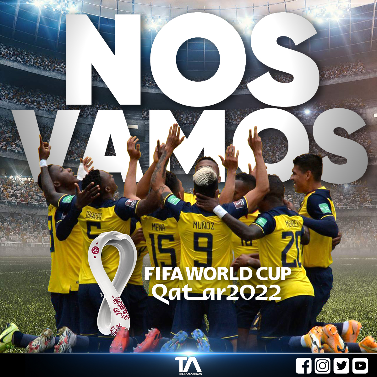 teleamazonasec's tweet photo. #AHORA | 🇪🇨🎉¡#Ecuador clasifica al mundial de #Qatar2022! 💛💙❤️ La pérdida 3-1 de #LaTri con Paraguay no importó gracias al triunfo de #Uruguay ante Perú.  https://t.co/TyhEXVTWxk https://t.co/7qdAjTdOSn