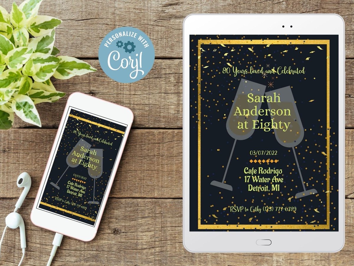 RoguellaD's tweet photo. Excited to share the latest addition to my #etsy shop: Gold 80th Birthday Invitation, instant download, 80th invitation, 80th birthday invite, editable birthday invite, paperless, confetti, text. https://t.co/vmHLvZB2yN https://t.co/YiSnhwAsmK